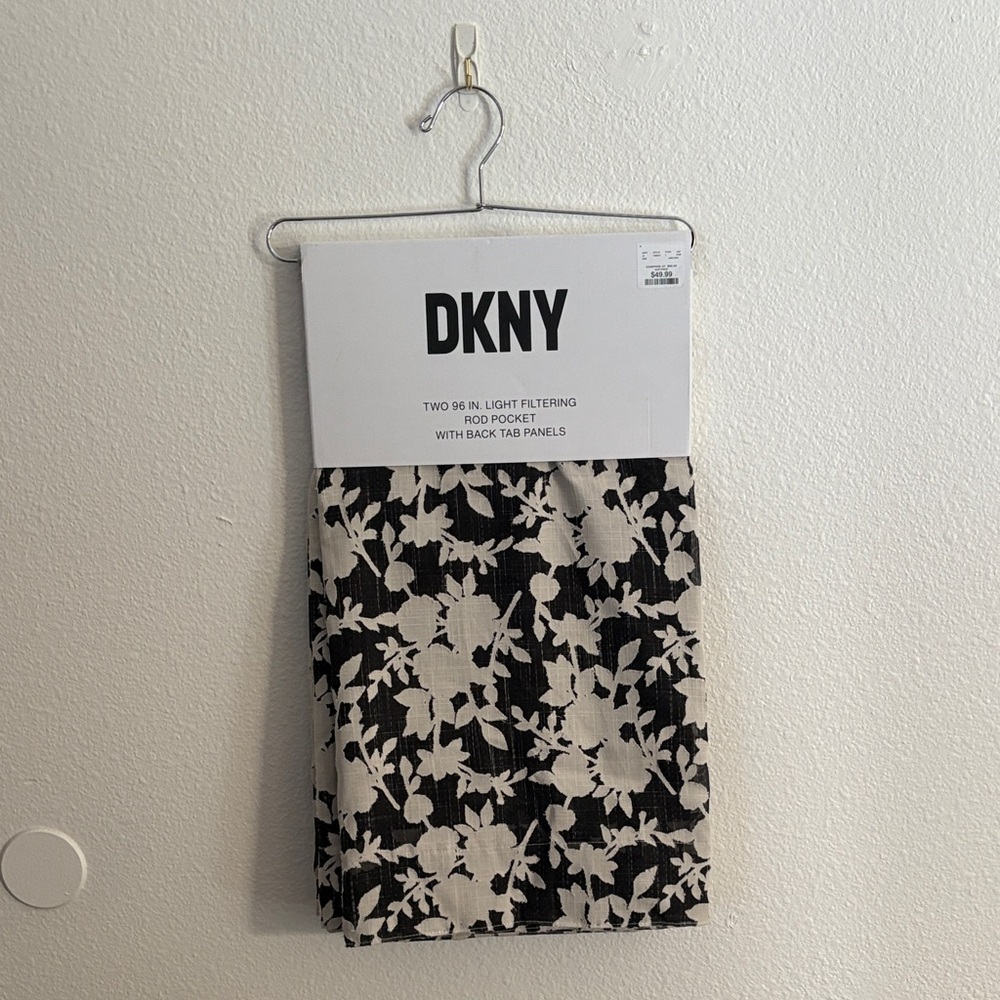 DKNY Black and Cream Floral Curtains